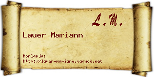 Lauer Mariann névjegykártya
